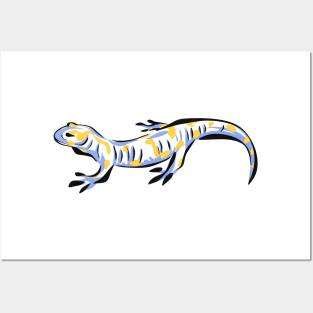 Spotted Salamander Blue Yellow Lizard Posters and Art